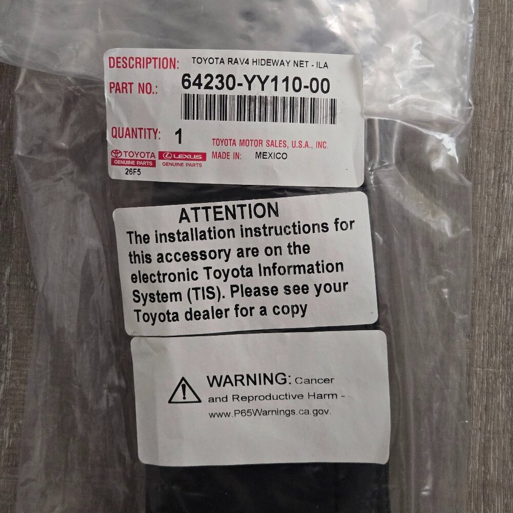 Genuine OEM Toyota RAV4 Hideway Net 2020-2025 Part No. 64230-YY110-00